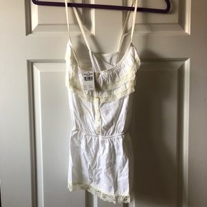 Abercrombie & Fitch White Tank Top w/ Lace Detail